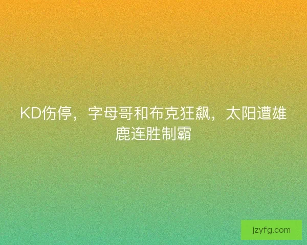 KD伤停，字母哥和布克狂飙，太阳遭雄鹿连胜制霸